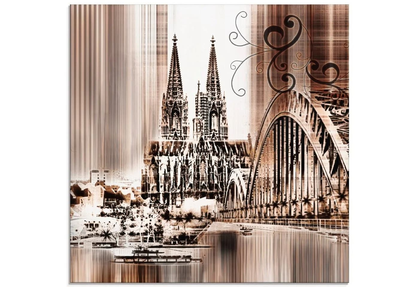 Artland Glasbild Köln Skyline Collage VI Modernes Motiv
