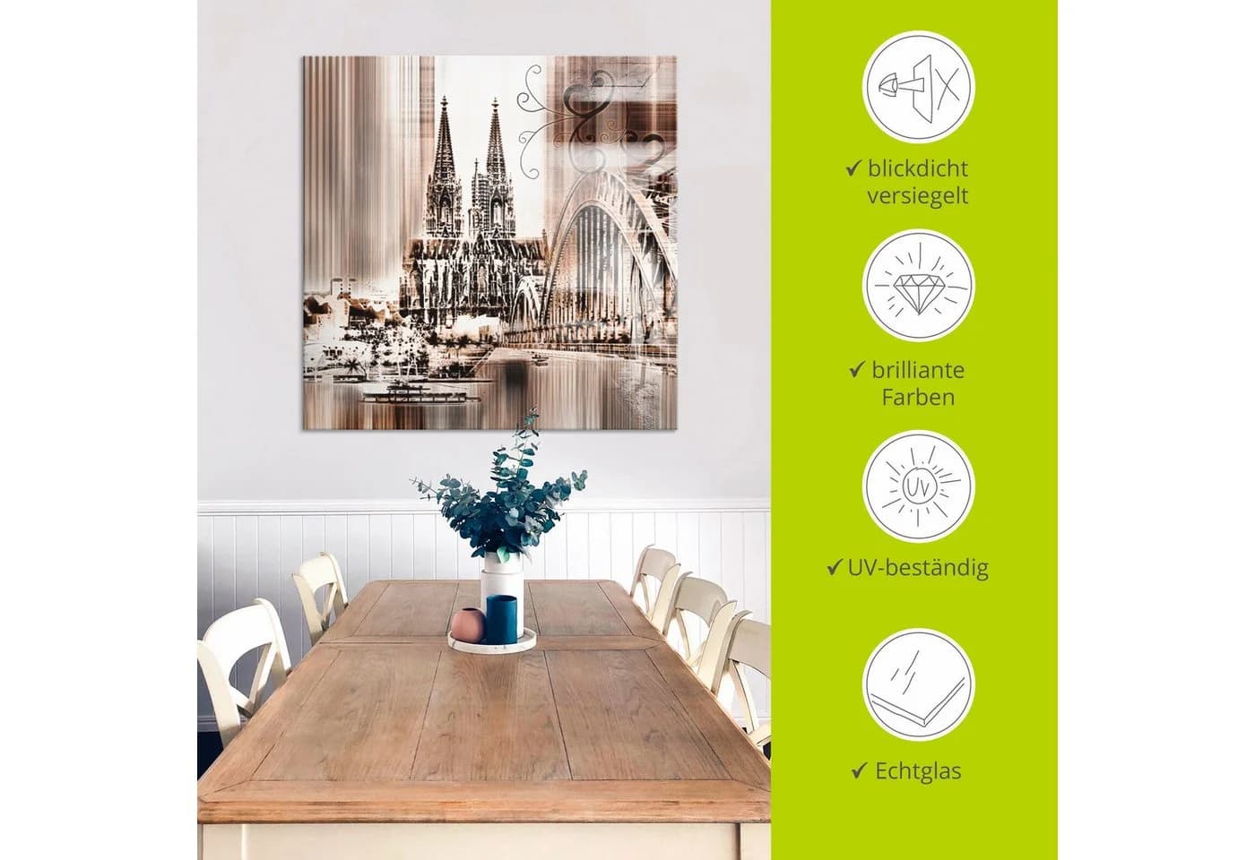 Artland Glasbild Köln Skyline Collage VI Modernes Motiv - Bild 5