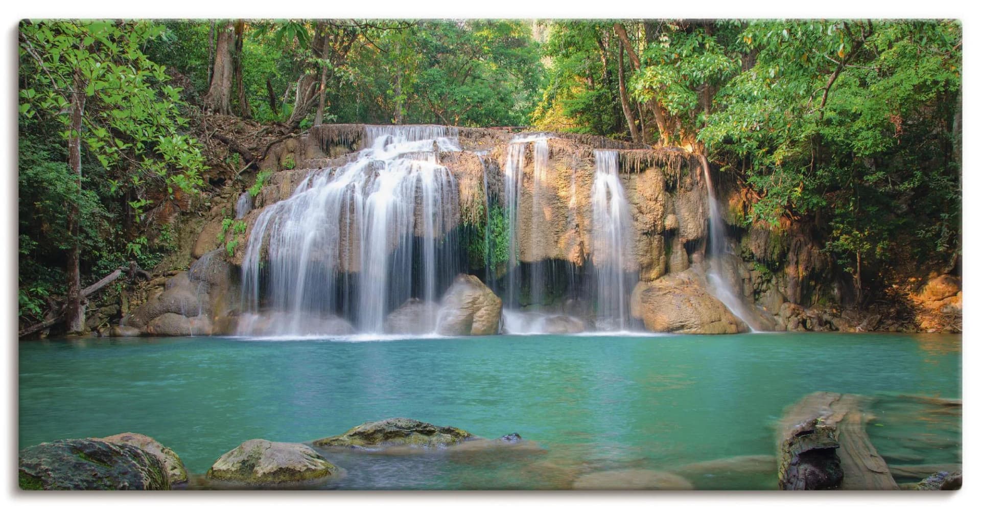 Artland Leinwandbild Wasserfall im Wald National Park, Gewässer