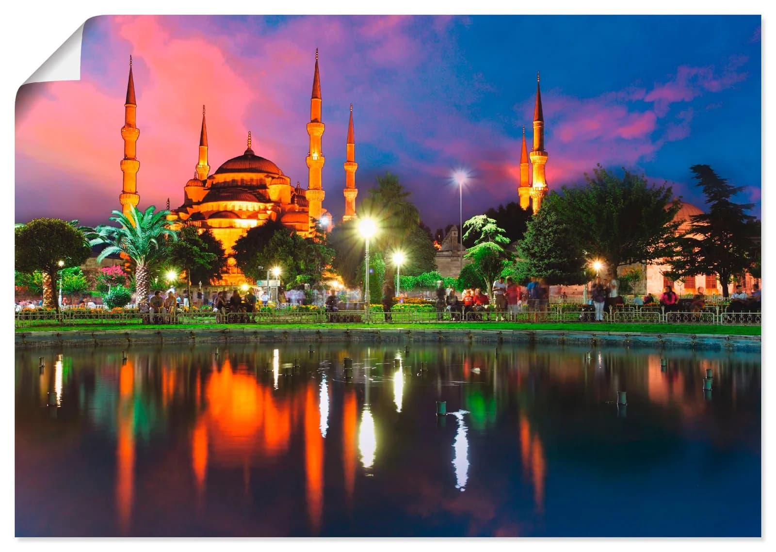 ARTLAND Poster Blaue Moschee Istanbul Blau 70x50 cm