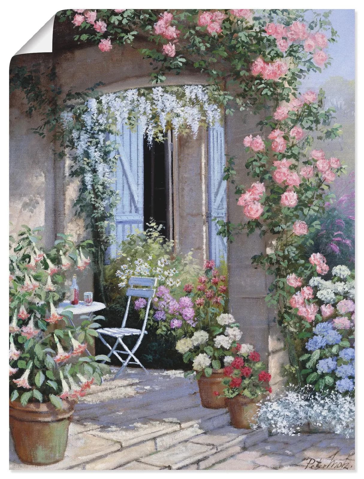 ARTLAND Wandbild Blumenangebot Beige Leinwand Poster