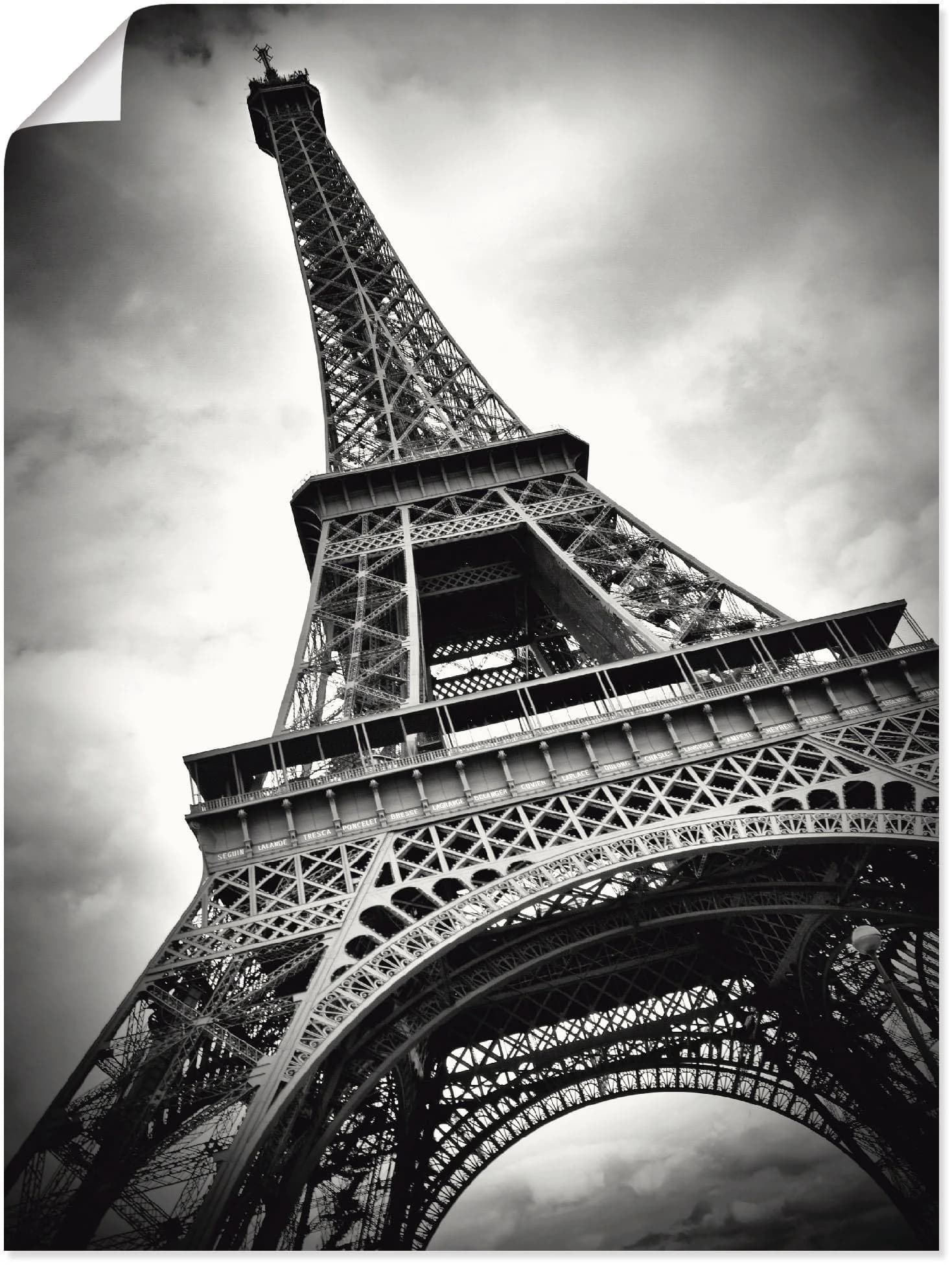 Artland Wandbild Eiffelturm Paris Schwarz