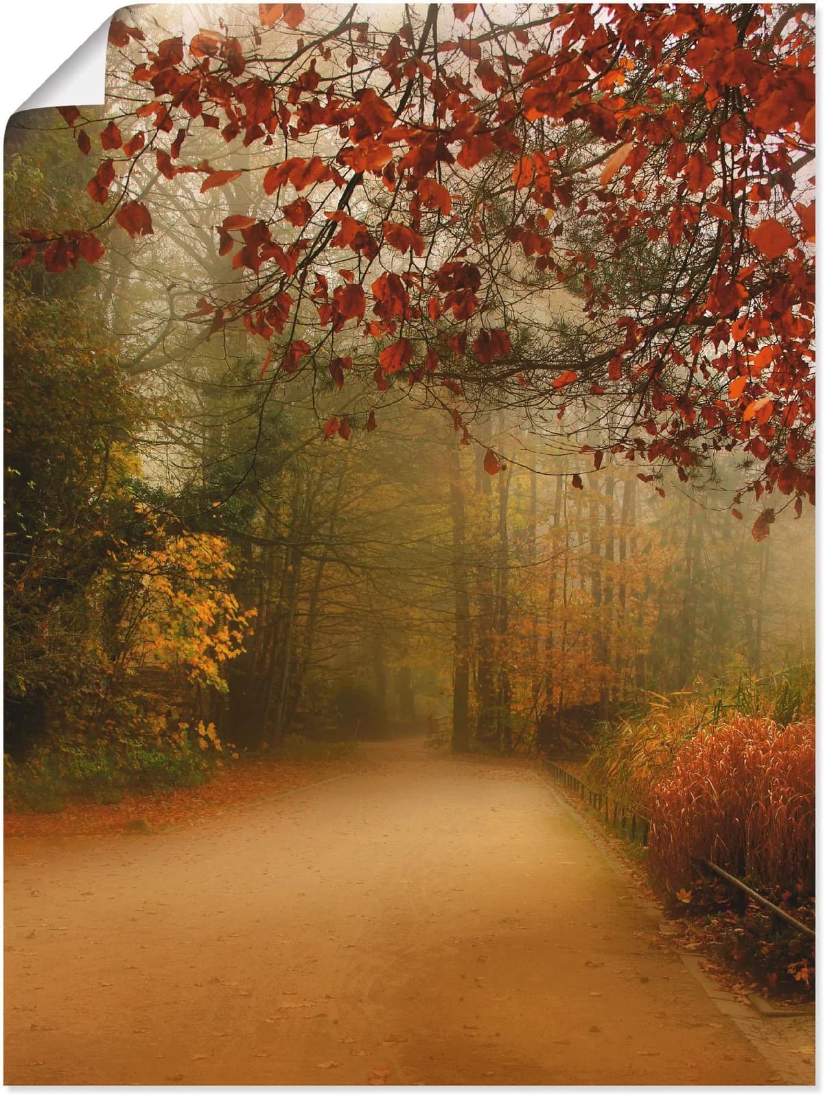 ARTLAND Poster Herbst im Park Orange 30x40 cm