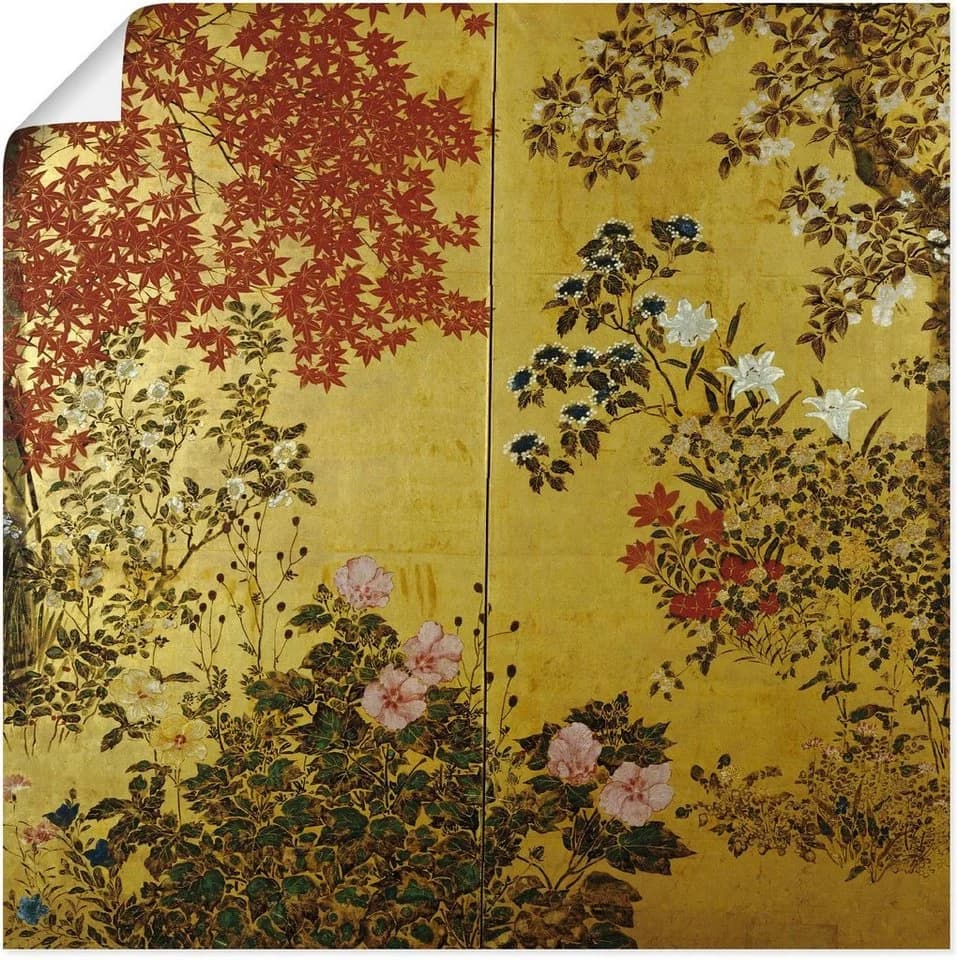 Artland Wandbild Japanischer Wandschirm 18. Jahrhundert Pflanzen Leinwandbild - Bild 2