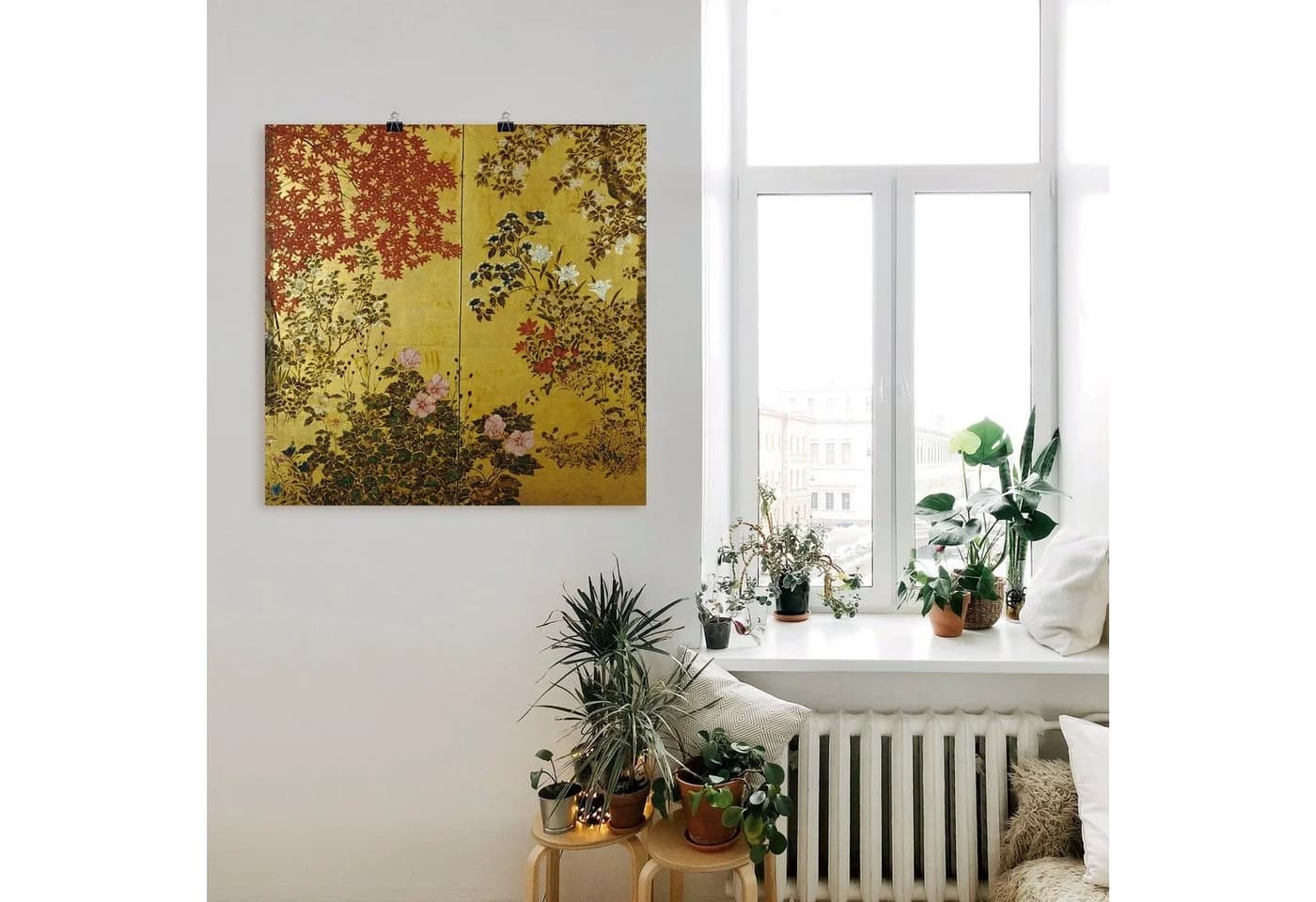 Artland Wandbild Japanischer Wandschirm 18. Jahrhundert Pflanzen Leinwandbild - Bild 3