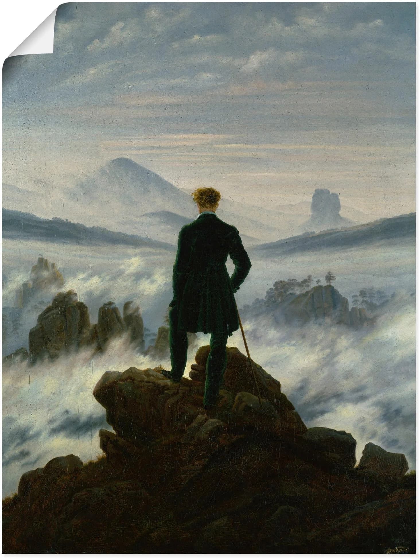 Artland Wandbild Der Wanderer über dem Nebelmeer. Um 1818 Blau Leinwandbild