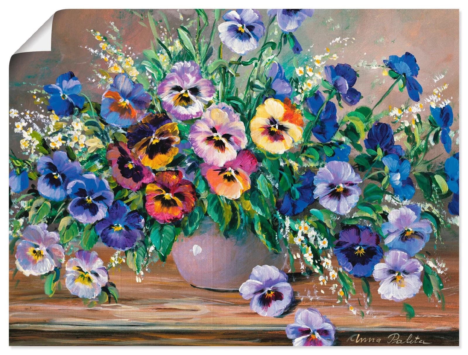 ARTLAND Poster Stiefmütterchenstrauß Bunt 60x45 cm