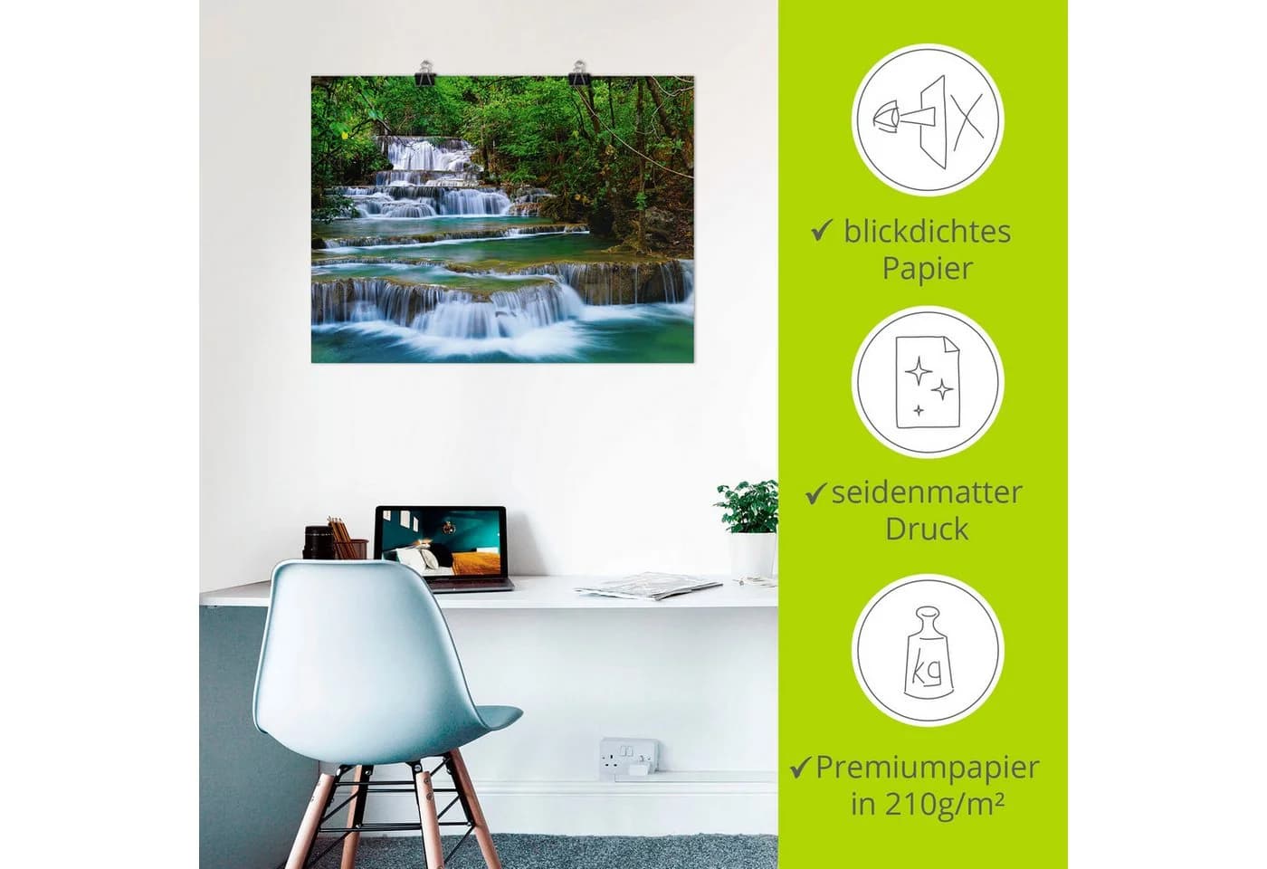 Artland Wandbild Tiefen Wald Wasserfall Leinwand Poster - Bild 4