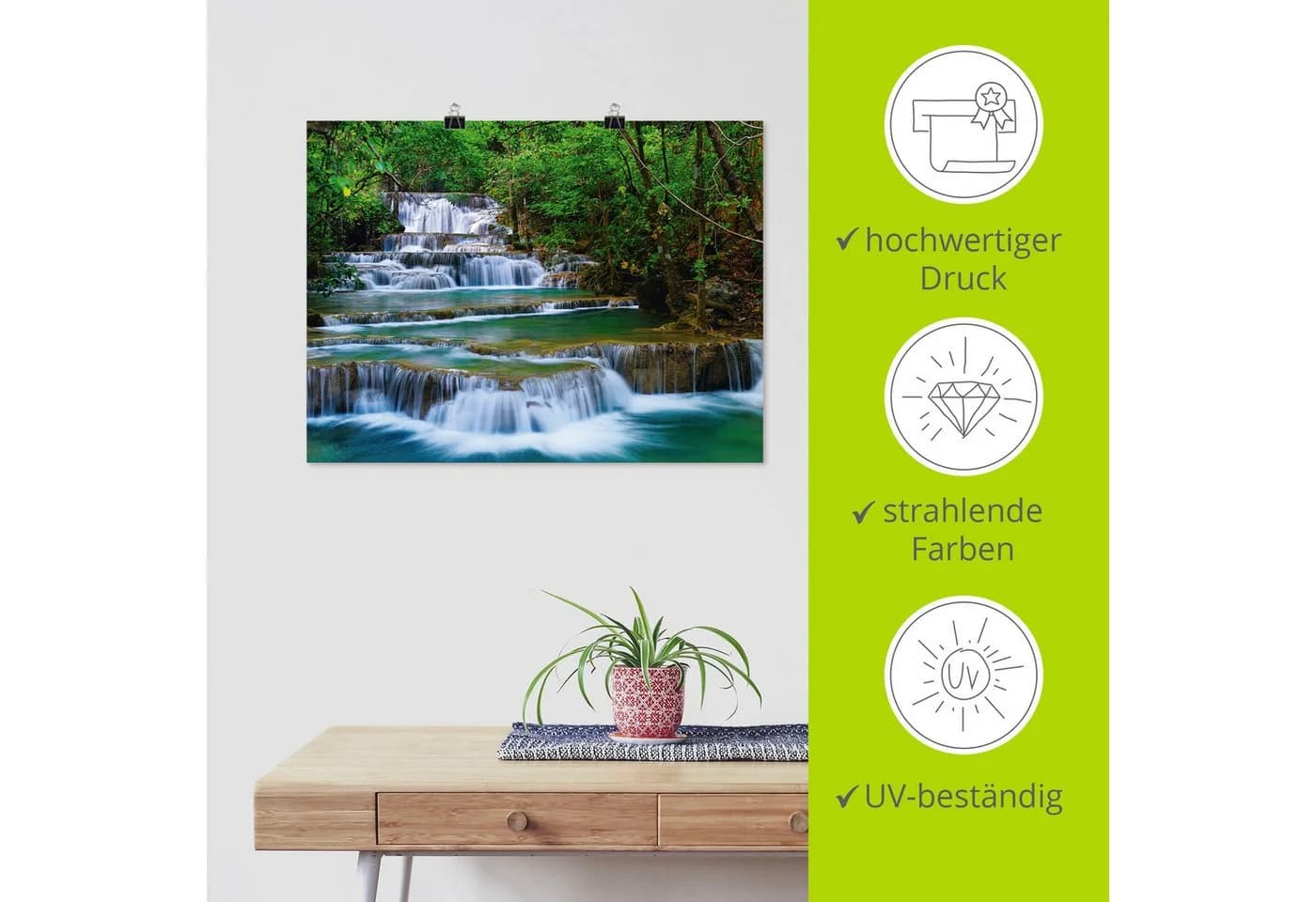 Artland Wandbild Tiefen Wald Wasserfall Leinwand Poster - Bild 5