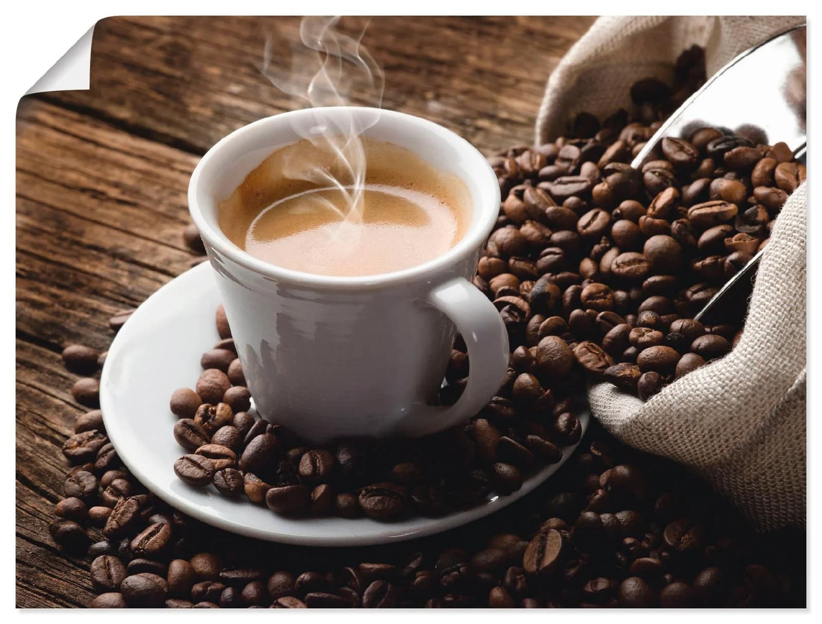 ARTLAND Wandbild Heißer Kaffee Braun 80x60 cm