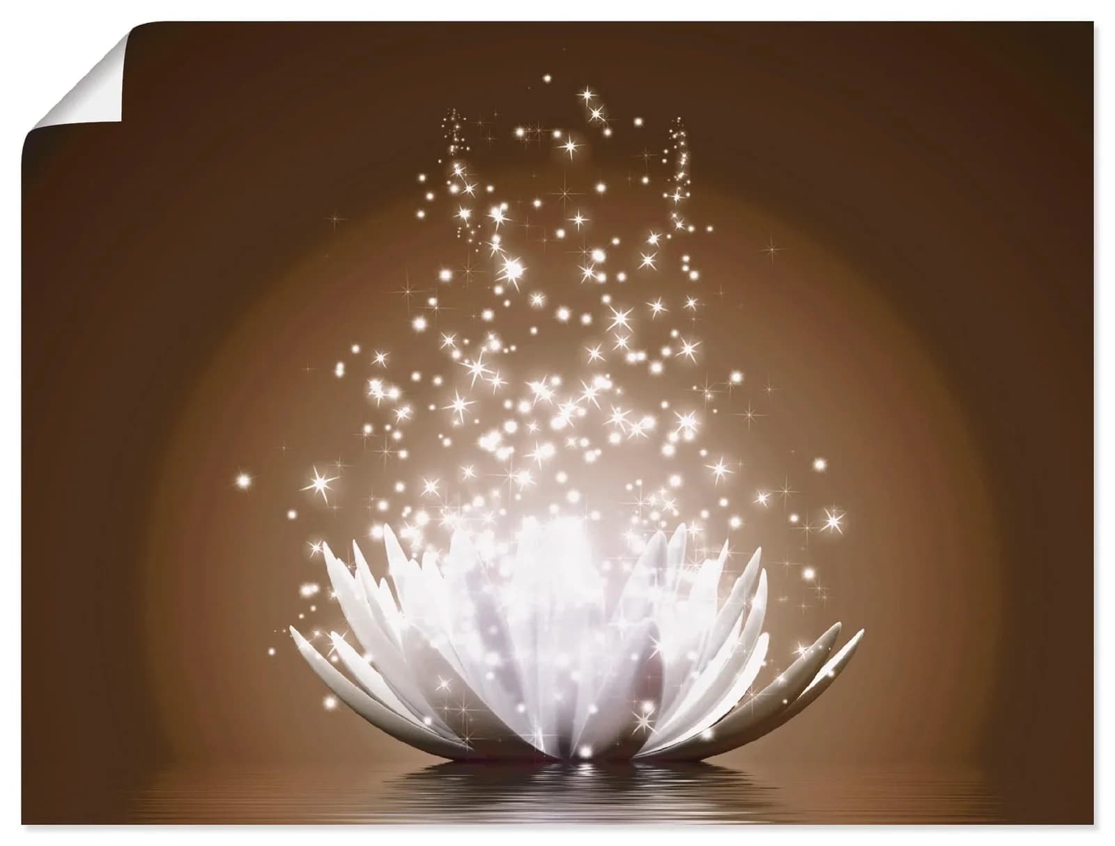 ARTLAND Wandbild Magie der Lotus-Blume Braun Leinwand