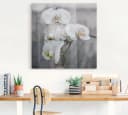 Artland Leinwandbild Weisse Orchideen auf Holzrahmen Bild 1