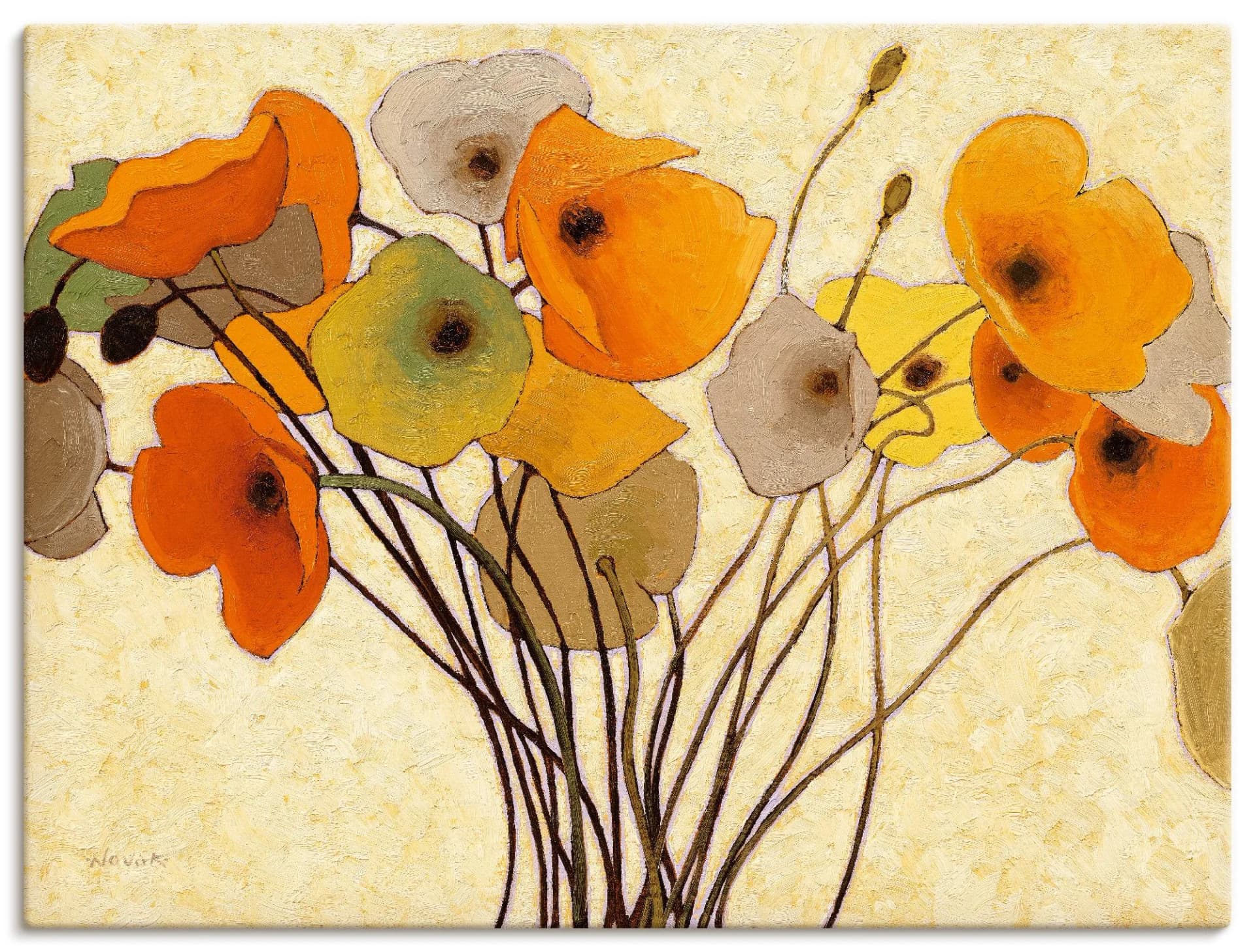 ARTLAND Wandbild Kürbismohn I Leinwandbild Orange 120x90 cm