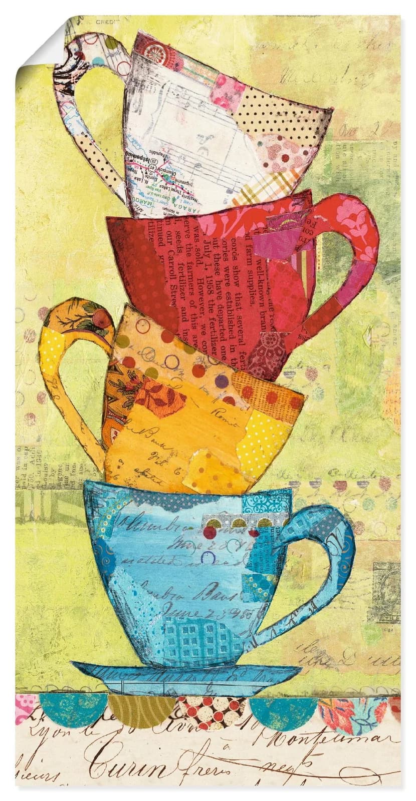ARTLAND Wandbild "Komm zum Kaffee" Gelb 50x100cm