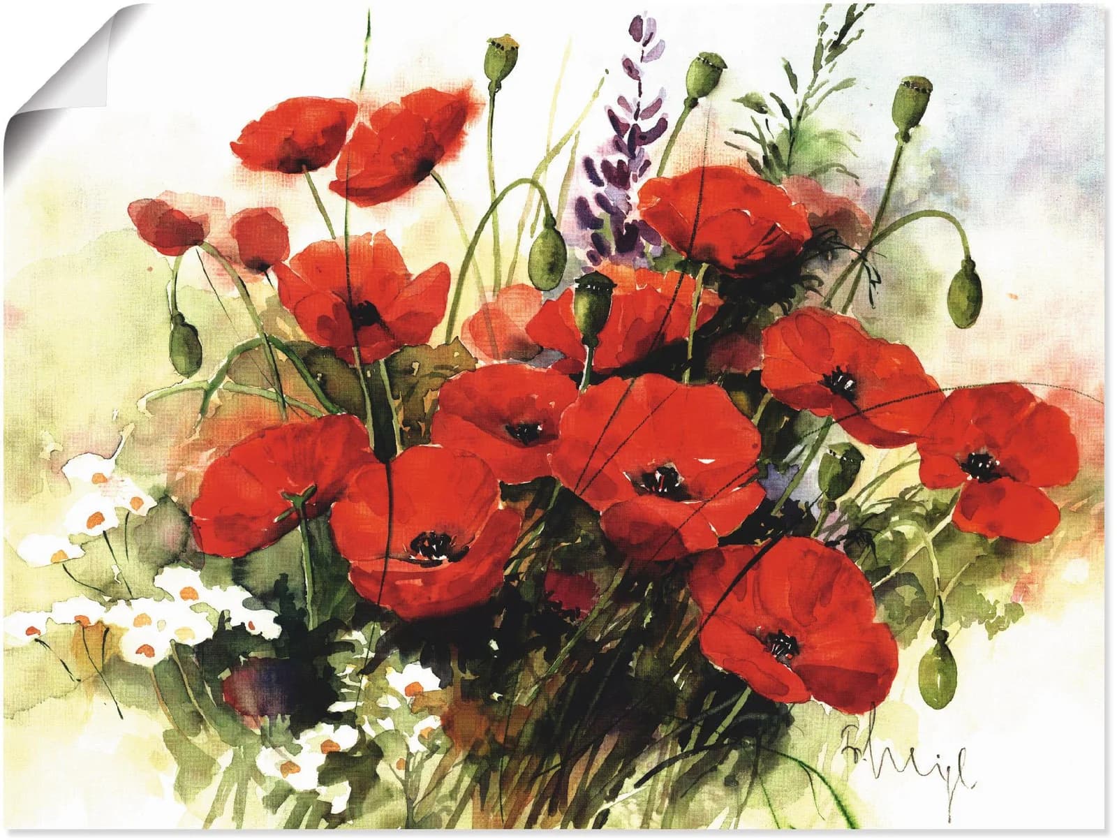 ARTLAND Wandbild Blumen Zusammenstellung III Rot 80x60 cm
