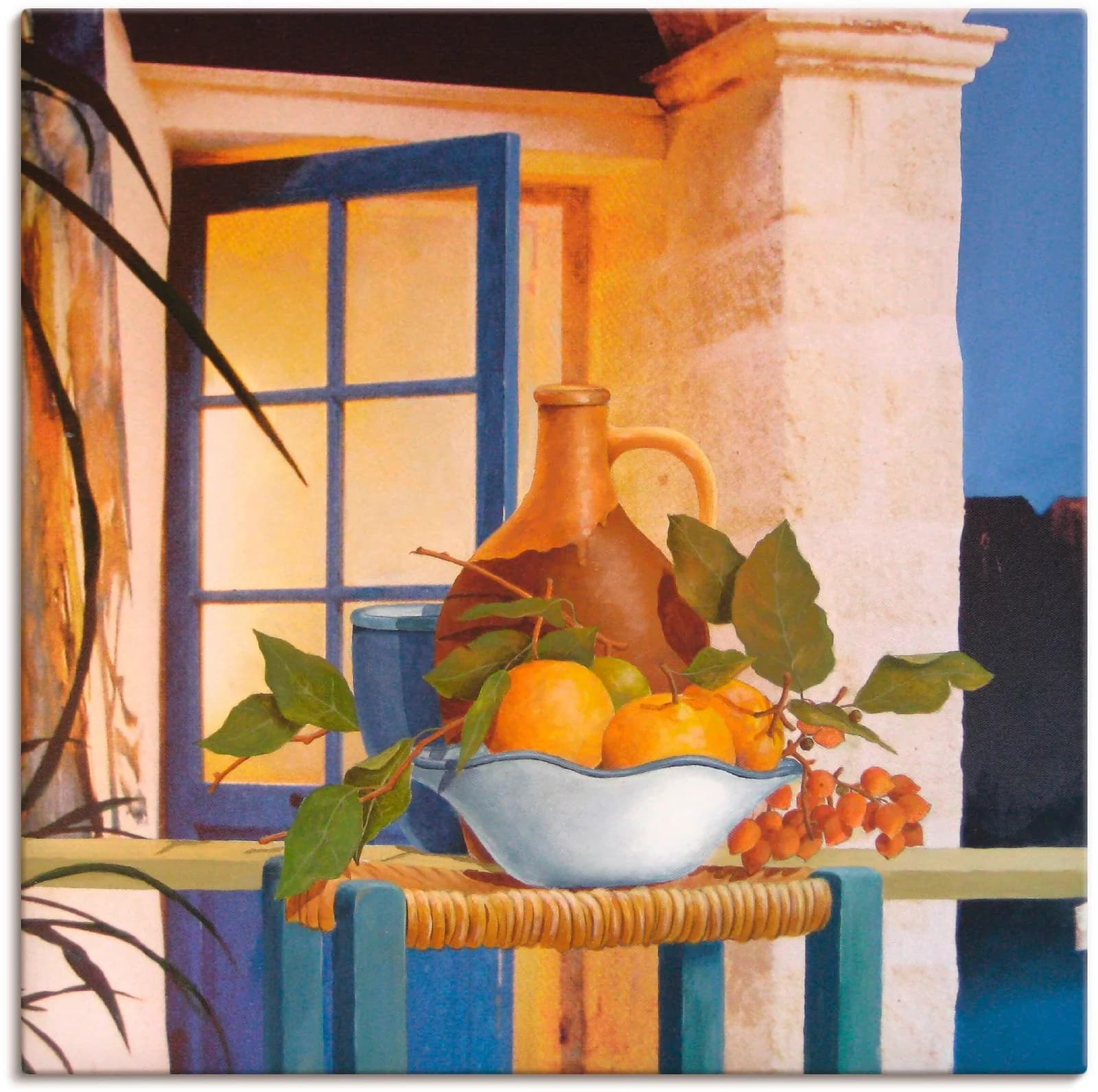 ARTLAND Leinwandbild Stillleben mit Orangen Orange 70x70 cm
