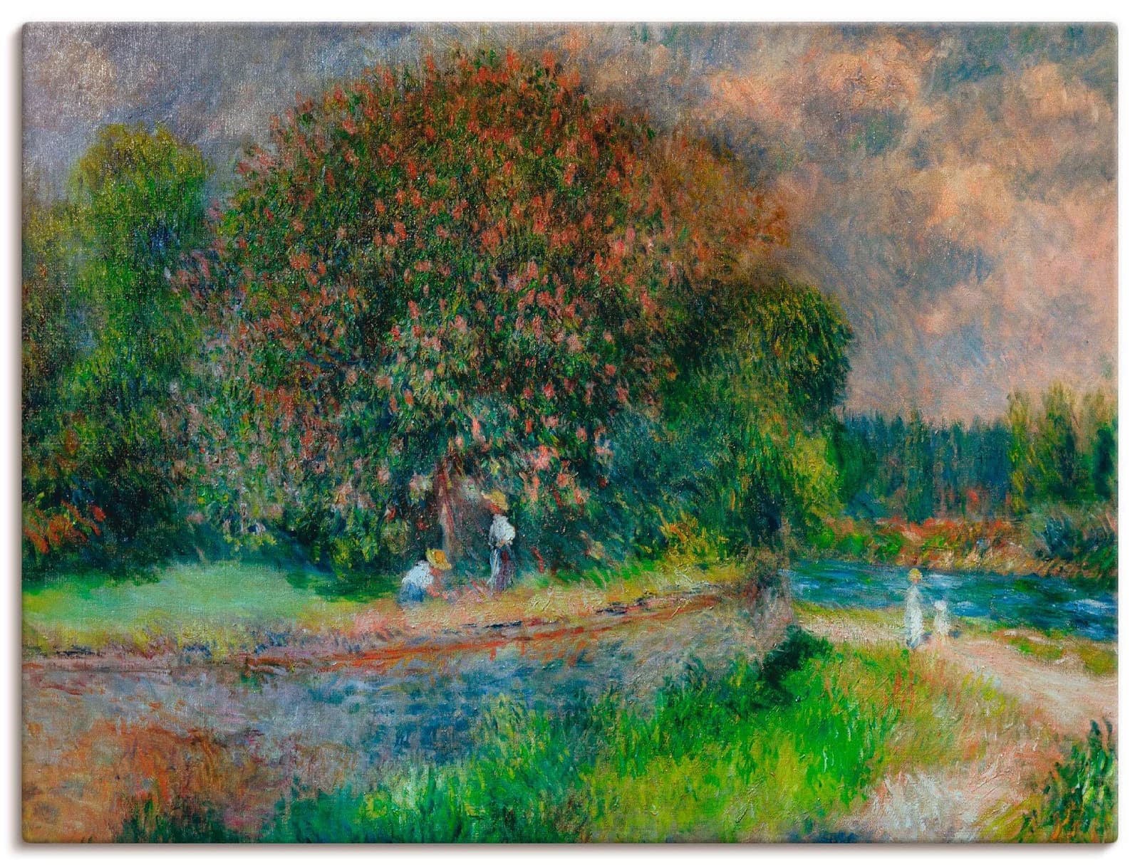 ARTLAND Leinwandbild Blühender Kastanienbaum Grün