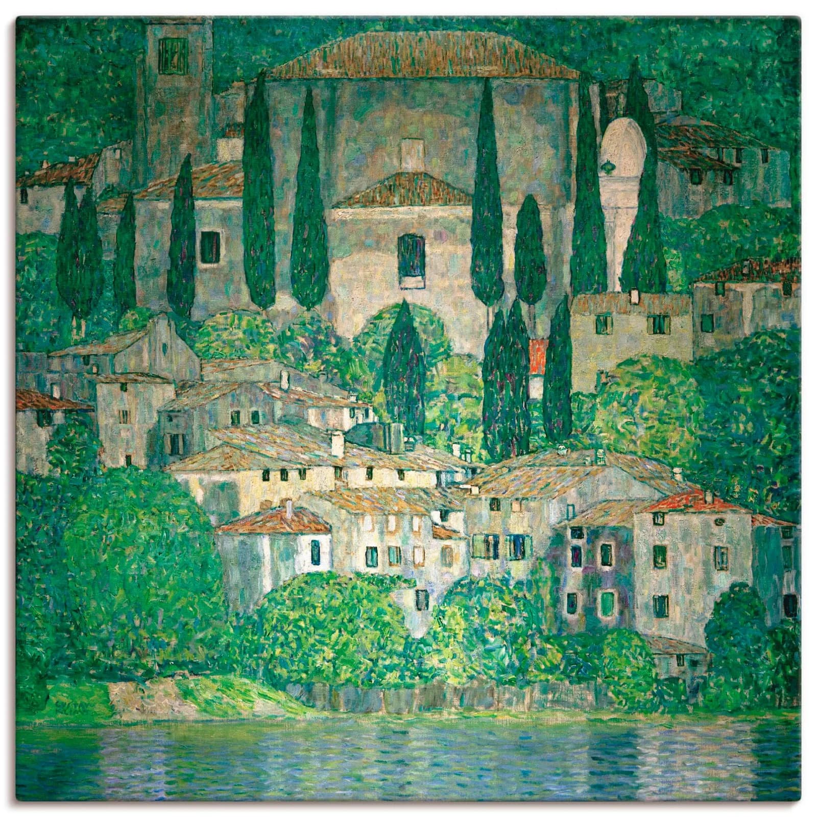 ARTLAND Leinwandbild Gustav Klimt Landschaft Grün