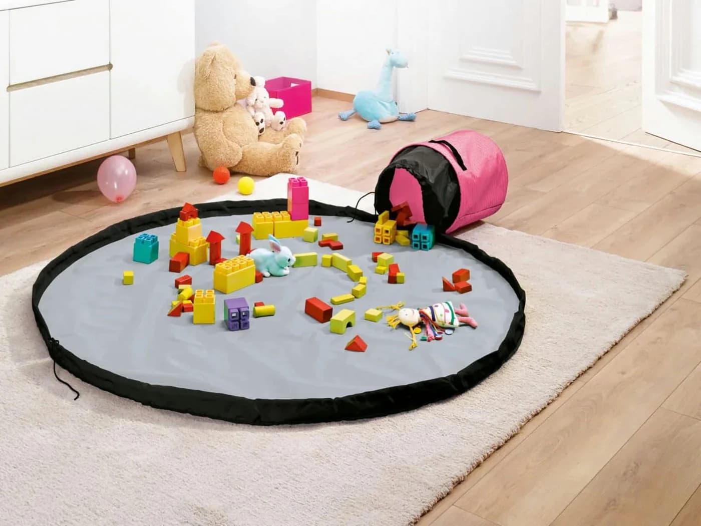 Livarno Aufbewahrungskorb mit Spieldecke Rosa 3-in-1 Organizer - Bild 4