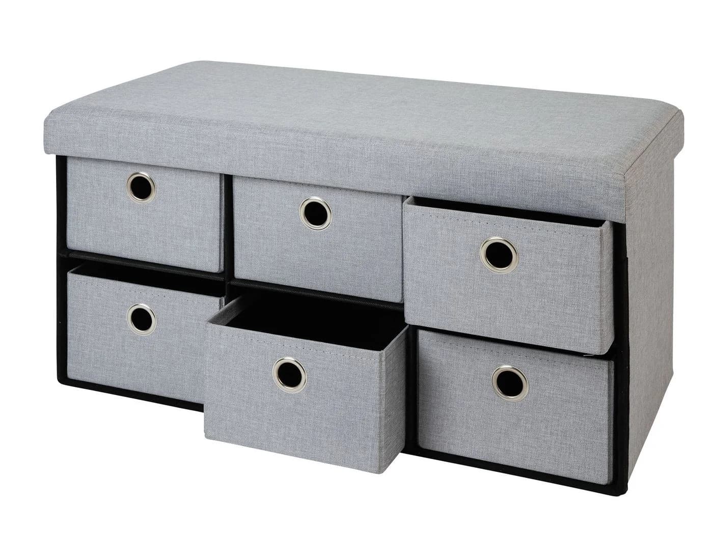Livarno Home Sitzbank hellgrau 6 Fächer Sitztruhe Aufbewahrungsbox - Bild 3
