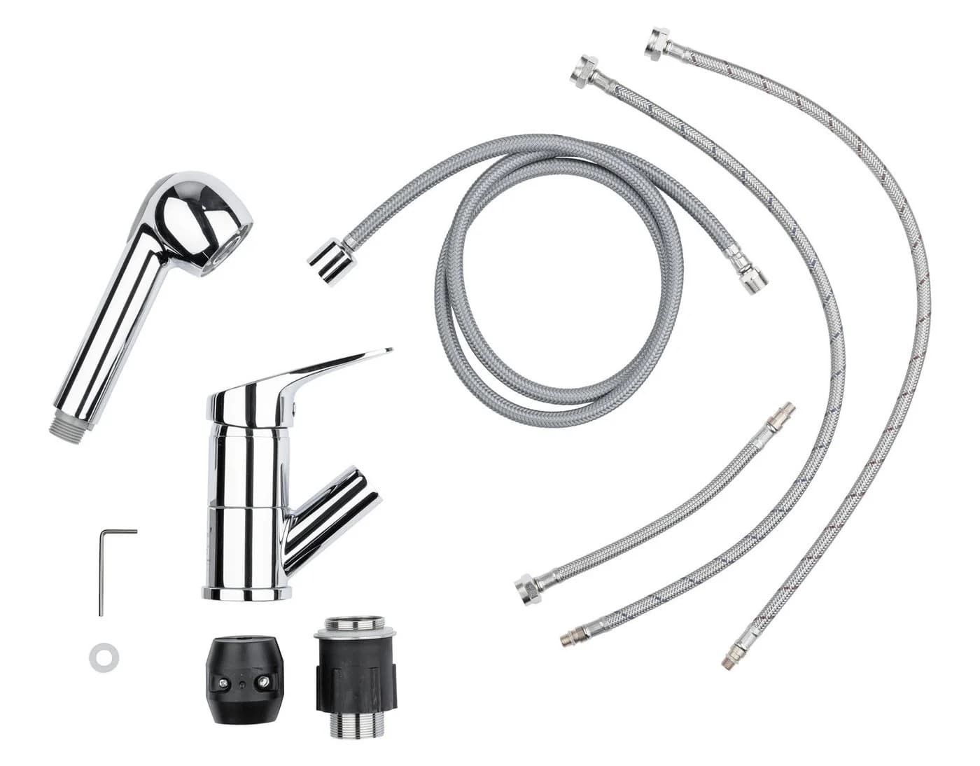 Parkside Küchenarmatur Einhebel-Spültischarmatur Hochglanz Silber mit Handbrause