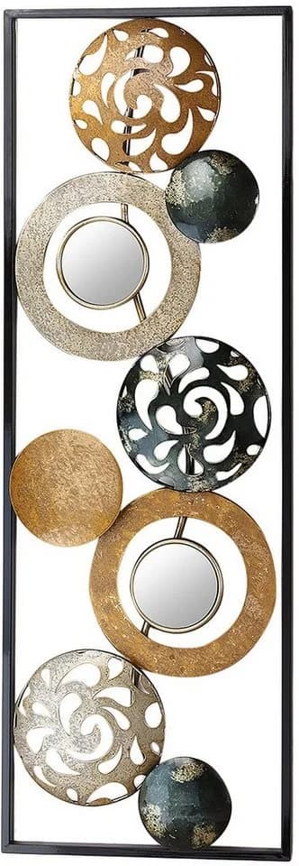 Kobolo Wandbild Metallbild Ringe Kreise Gold Grau Silber Spiegel - Bild 2