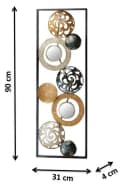 Kobolo Wandbild Metallbild Ringe Kreise Gold Grau Silber Spiegel Bild 3