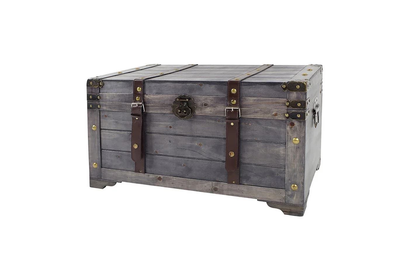 Kobolo Truhe KUBA Grau Holz Antik-Look - Bild 2