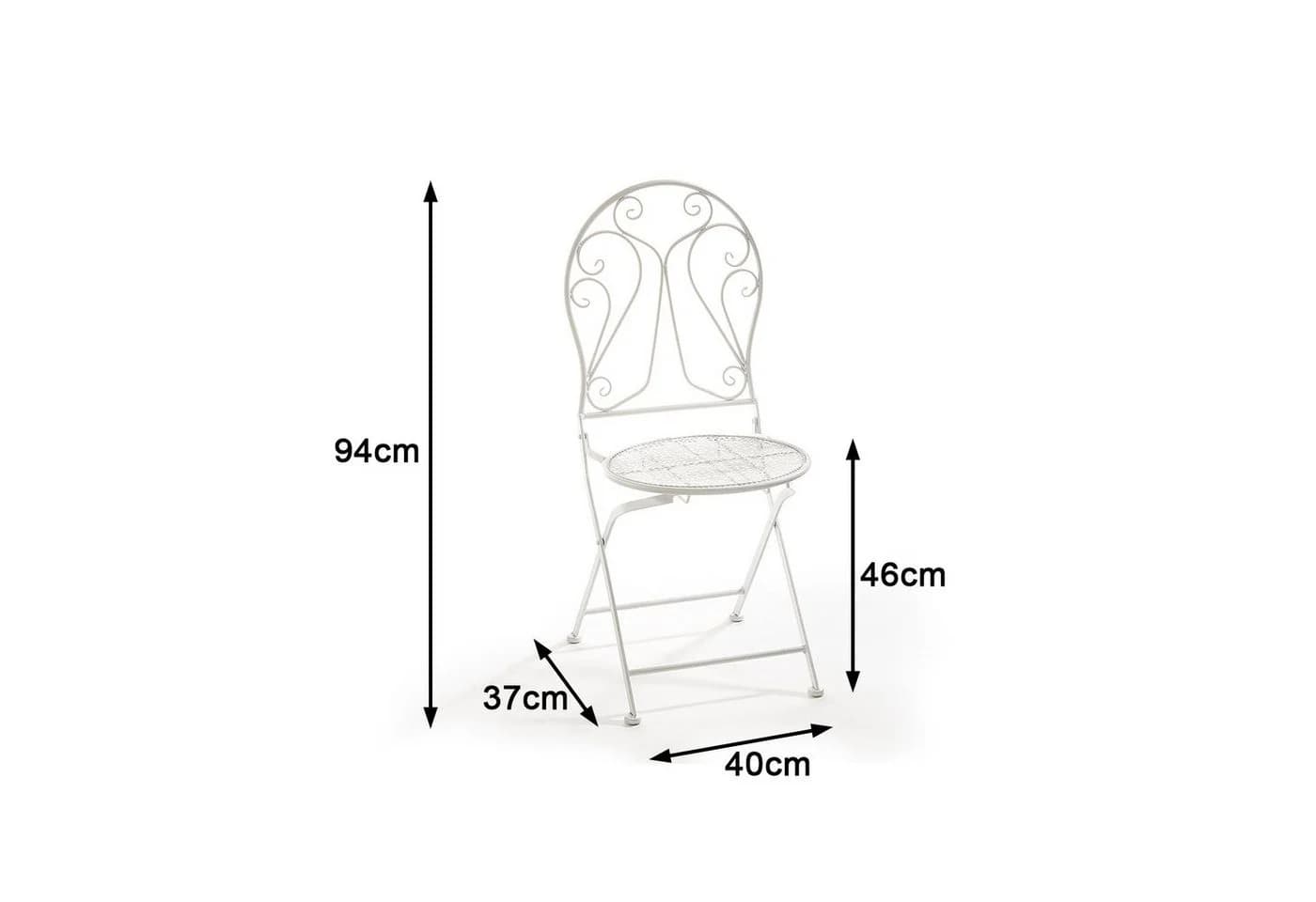Kobolo Klappstuhl Metall Weiß 94 cm
