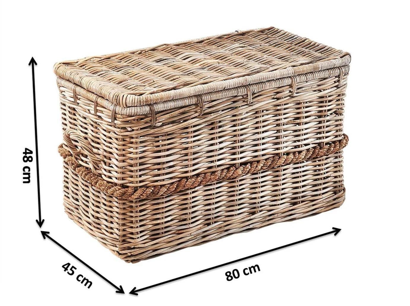Kobolo Aufbewahrungstruhe Rattan Kubu Grau mit Deckel - Bild 3