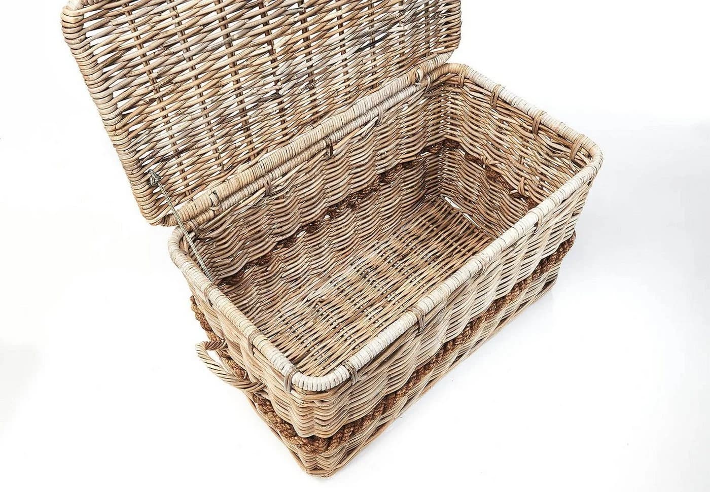 Kobolo Aufbewahrungstruhe Rattan Kubu Grau mit Deckel - Bild 4