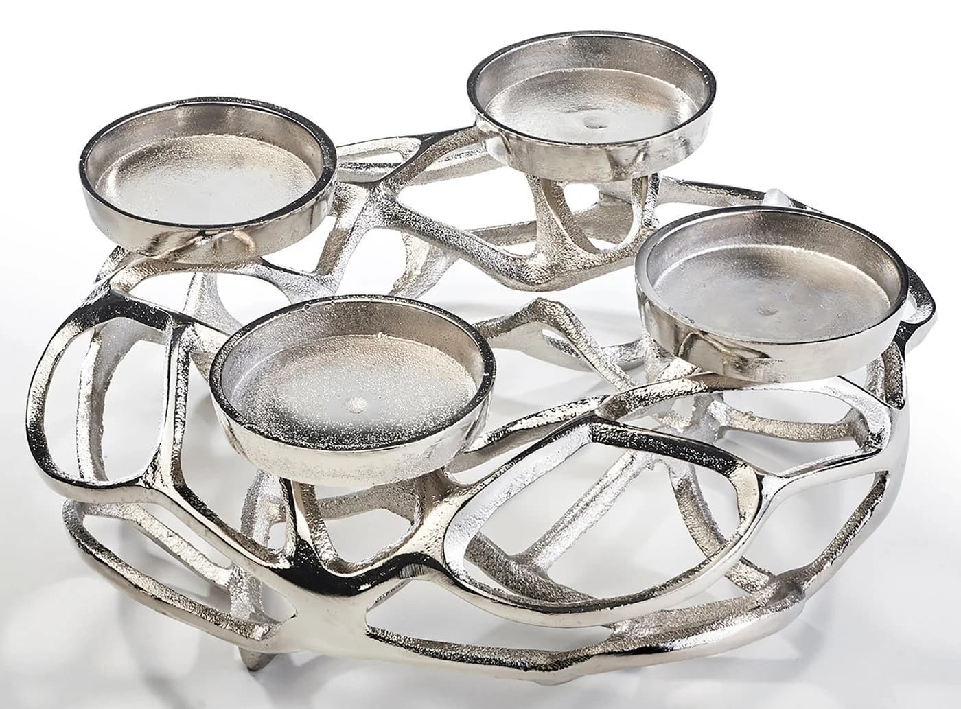 Kobolo Kerzenhalter Adventskranz rund silber Metall 4 Kerzen - Bild 2