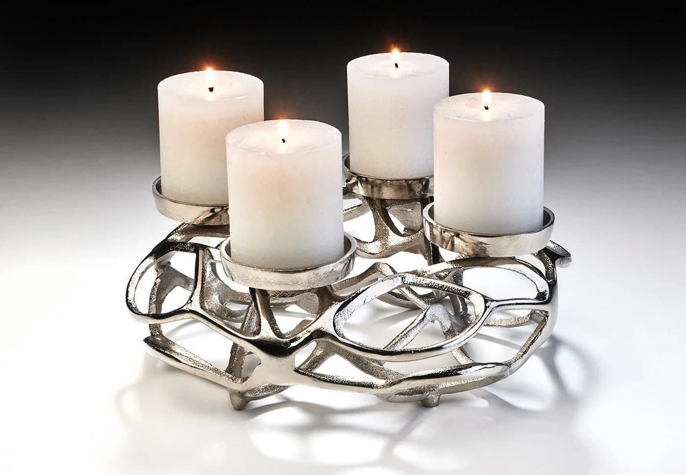 Kobolo Kerzenhalter Adventskranz rund silber Metall 4 Kerzen - Bild 4