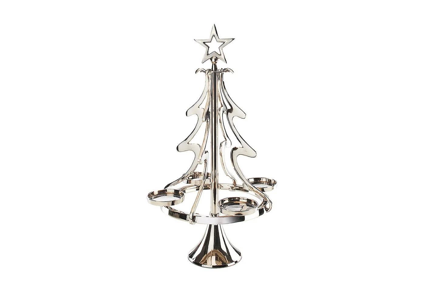 Kobolo Kerzenständer Weihnachtsbaum silber Aluguss - Bild 2