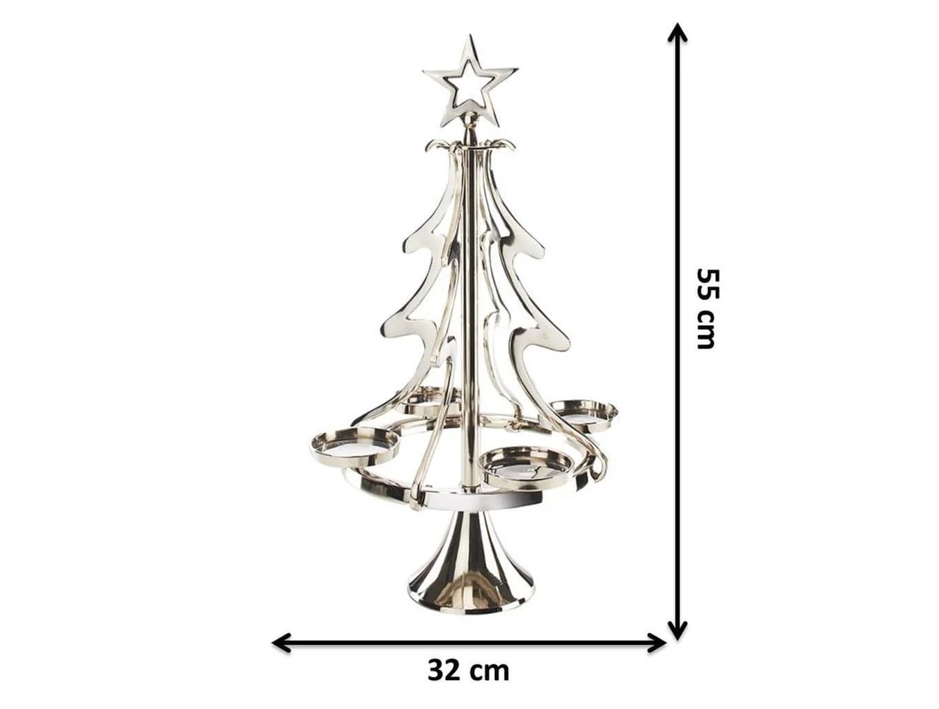 Kobolo Kerzenständer Weihnachtsbaum silber Aluguss - Bild 3