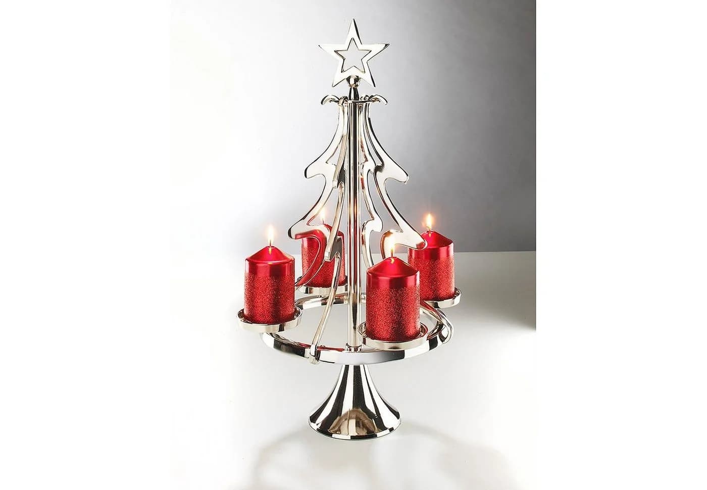 Kobolo Kerzenständer Weihnachtsbaum silber Aluguss - Bild 4