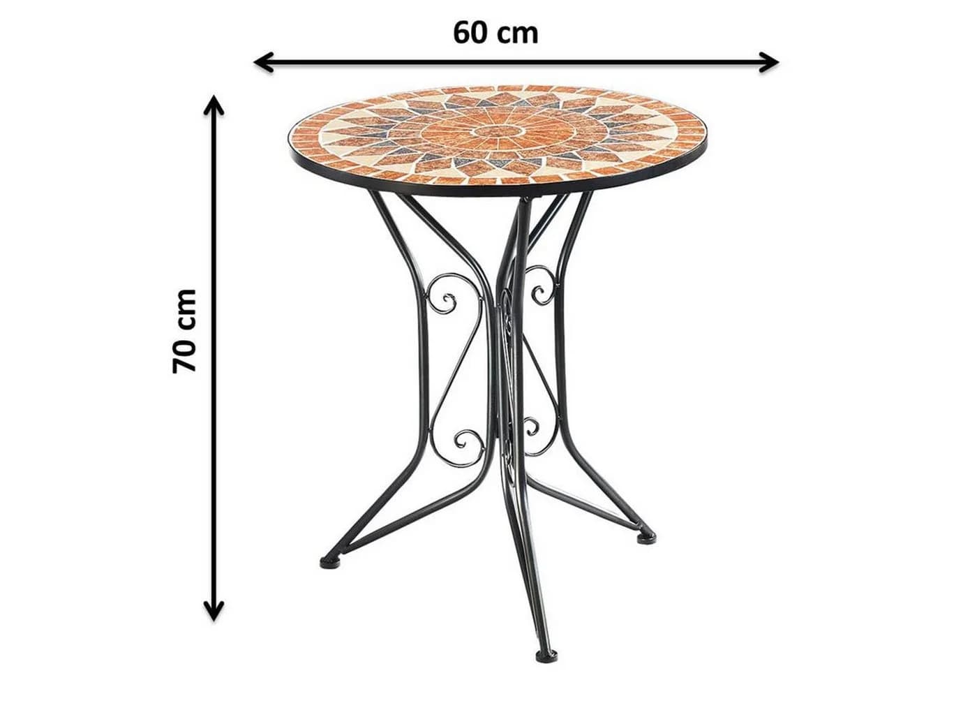 Kobolo Balkonset MOSAIK Metall Terrakotta mit Mosaik-Tisch und Klappstuhl - Bild 3