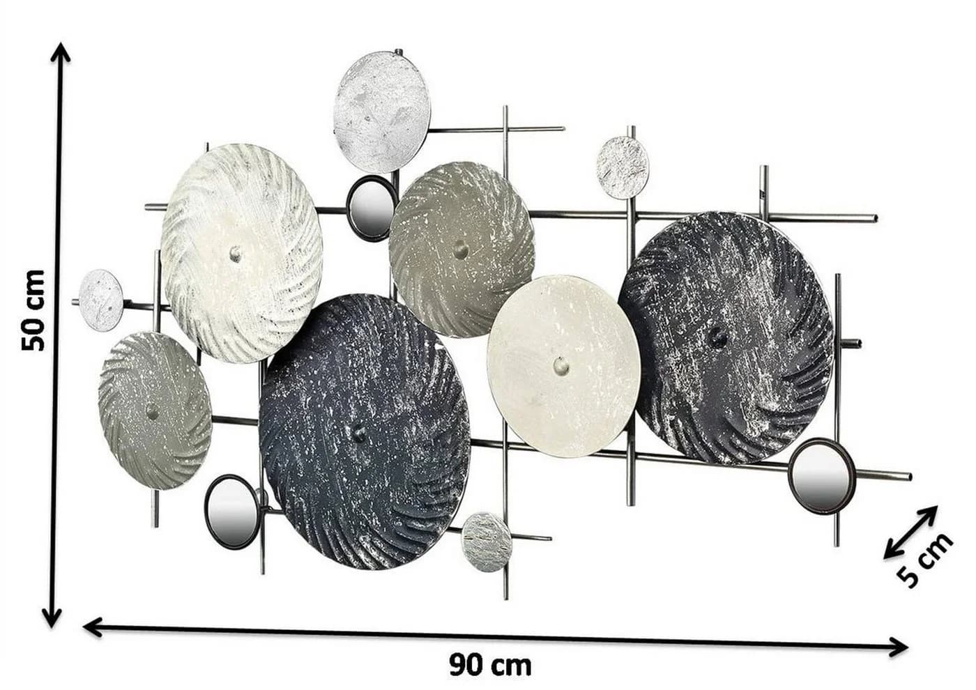 Kobolo Wandbild DISC Metall silber-grau mit Spiegelelementen - Bild 4