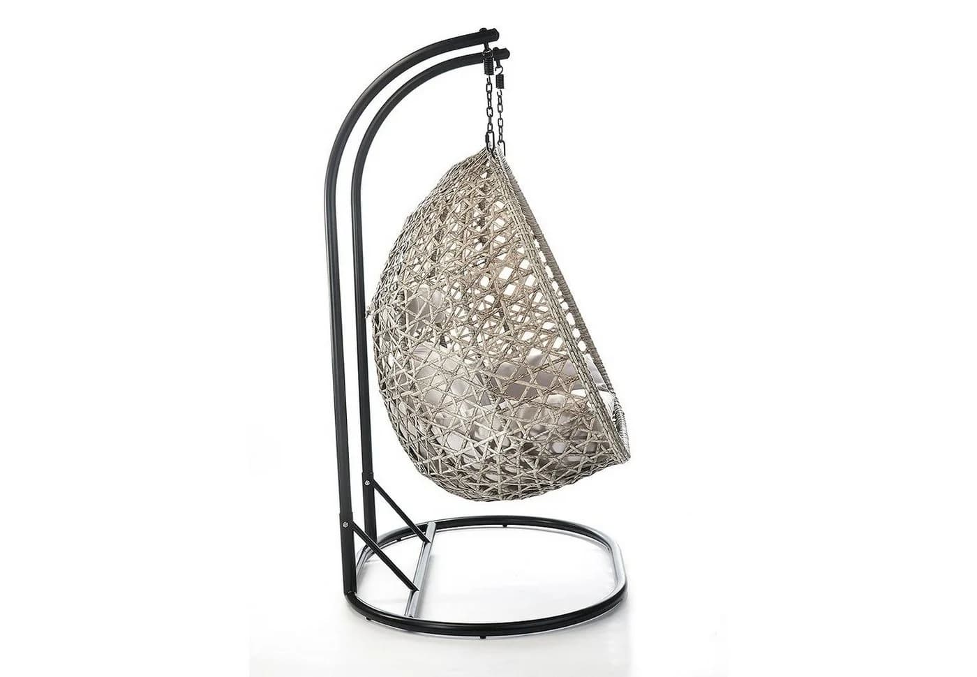 Kobolo Hängesessel TWO Grau Polyrattan mit Gestell und Kissen - Bild 4