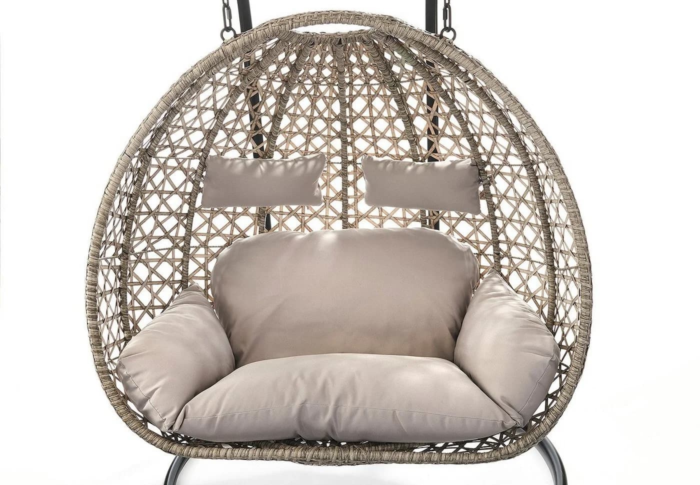 Kobolo Hängesessel TWO Grau Polyrattan mit Gestell und Kissen - Bild 5