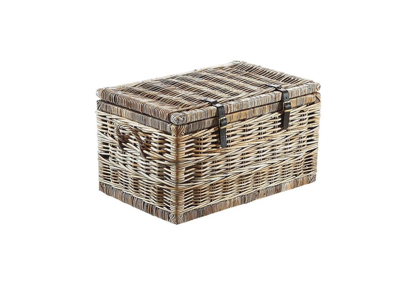 Kobolo Rattan Sitztruhe Grau Kubu mit Griffen - Bild 2
