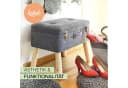 Kobolo Sitzhocker Kofferhocker Polsterhocker aus Textil in hellgrau Bild 1