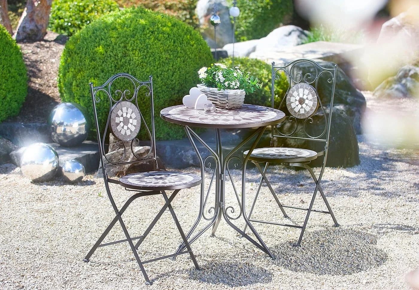 Kobolo Klappstuhl Metall Grau Mosaik 88cm