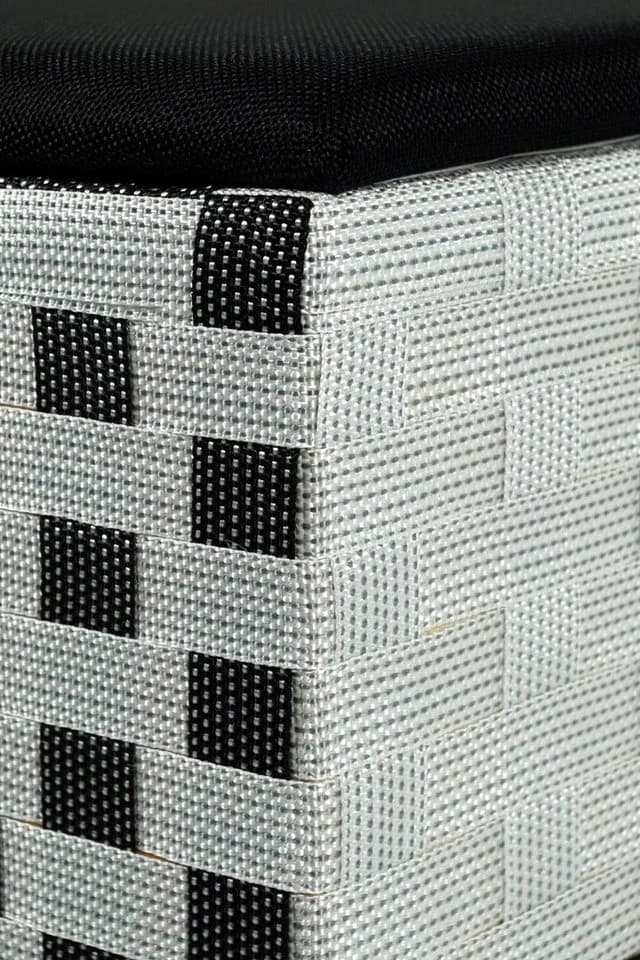 Kobolo Wäschekorb mit Deckel Schwarz-Weiß Nylon
