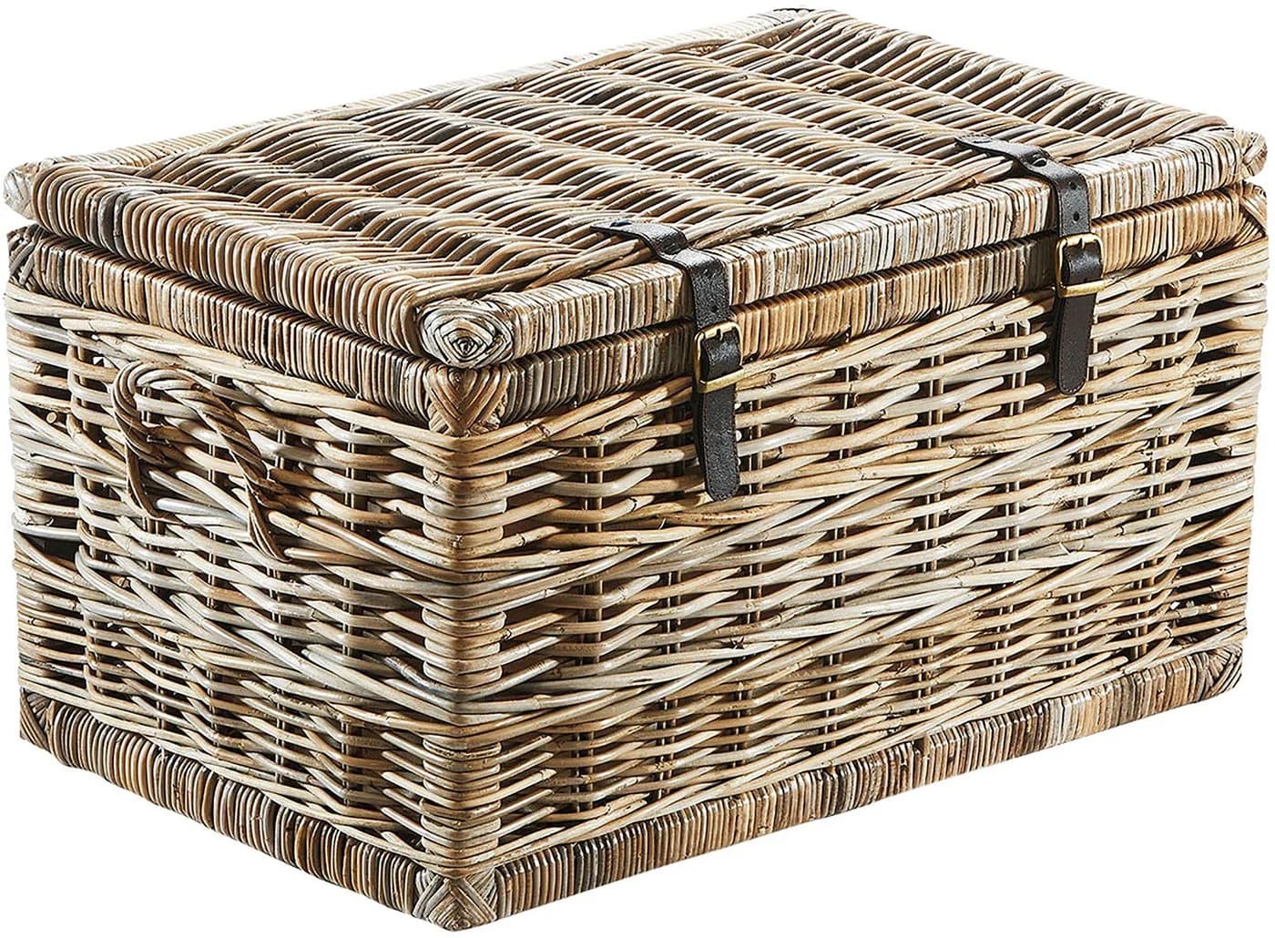 Kobolo Sitztruhe Grau Rattan Kubu mit Stoffeinsatz - Bild 2