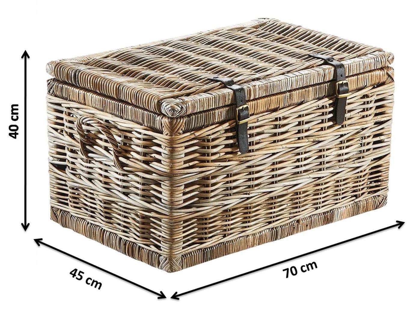 Kobolo Sitztruhe Grau Rattan Kubu mit Stoffeinsatz - Bild 3