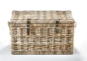 Kobolo Sitztruhe Grau Rattan Kubu mit Stoffeinsatz Bild 4