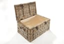 Kobolo Sitztruhe Grau Rattan Kubu mit Stoffeinsatz Bild 5