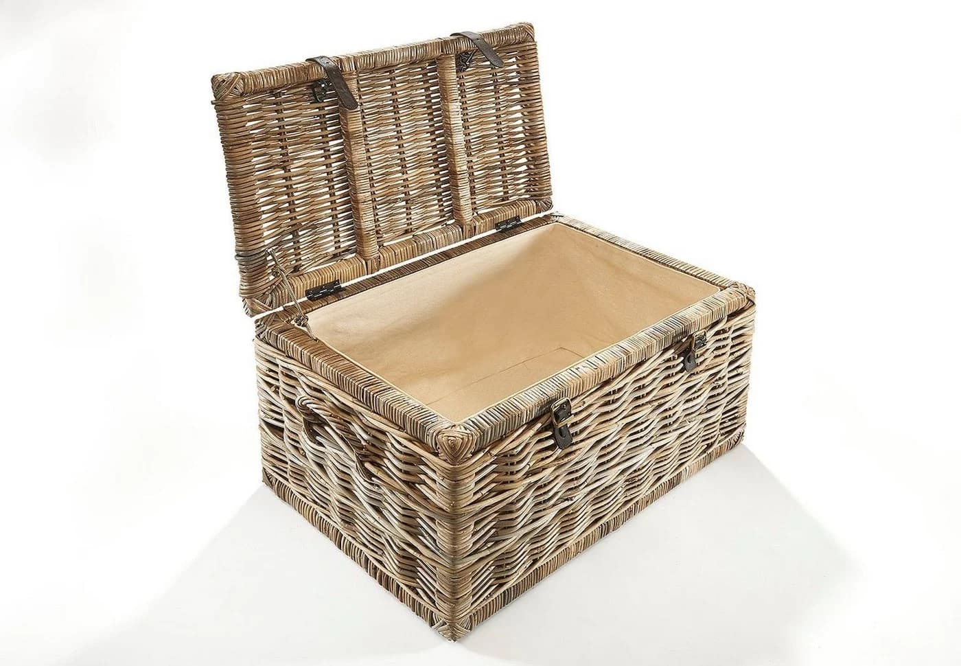 Kobolo Sitztruhe Grau Rattan Kubu mit Stoffeinsatz - Bild 5