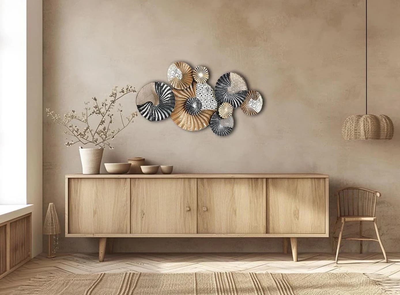 Kobolo Wandbild Metallbild 3D SHELL Gold Anthrazit